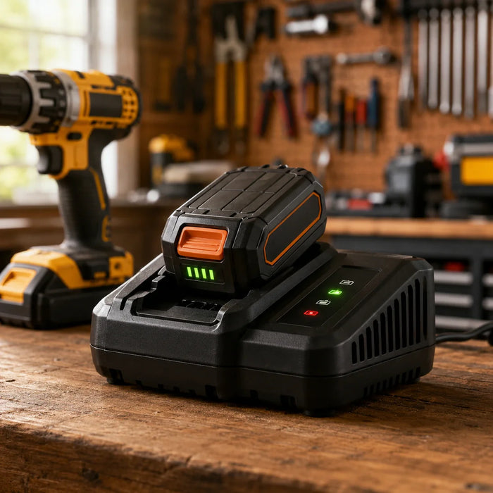 realistic-high-detail-workshop-scene-close-up-power-tool-battery-charger