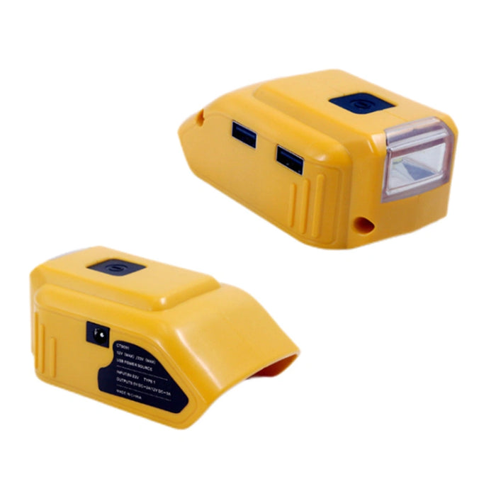 Replaces DeWalt 18V Battery Adapter DCB090 USB Adapter with DC Port and LED Light