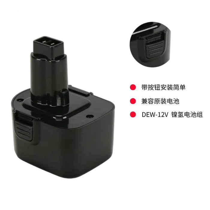 Replaces DeWalt 12V NiMH battery for DE9037 DE9071 electric drill batteries